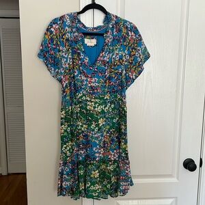 Anthropologie floral flutter sleeve dress